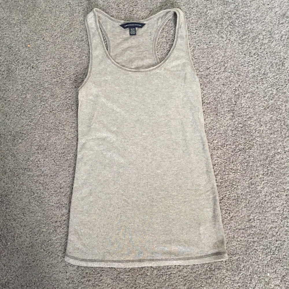 American Eagle Gray Shimmery Tank Top